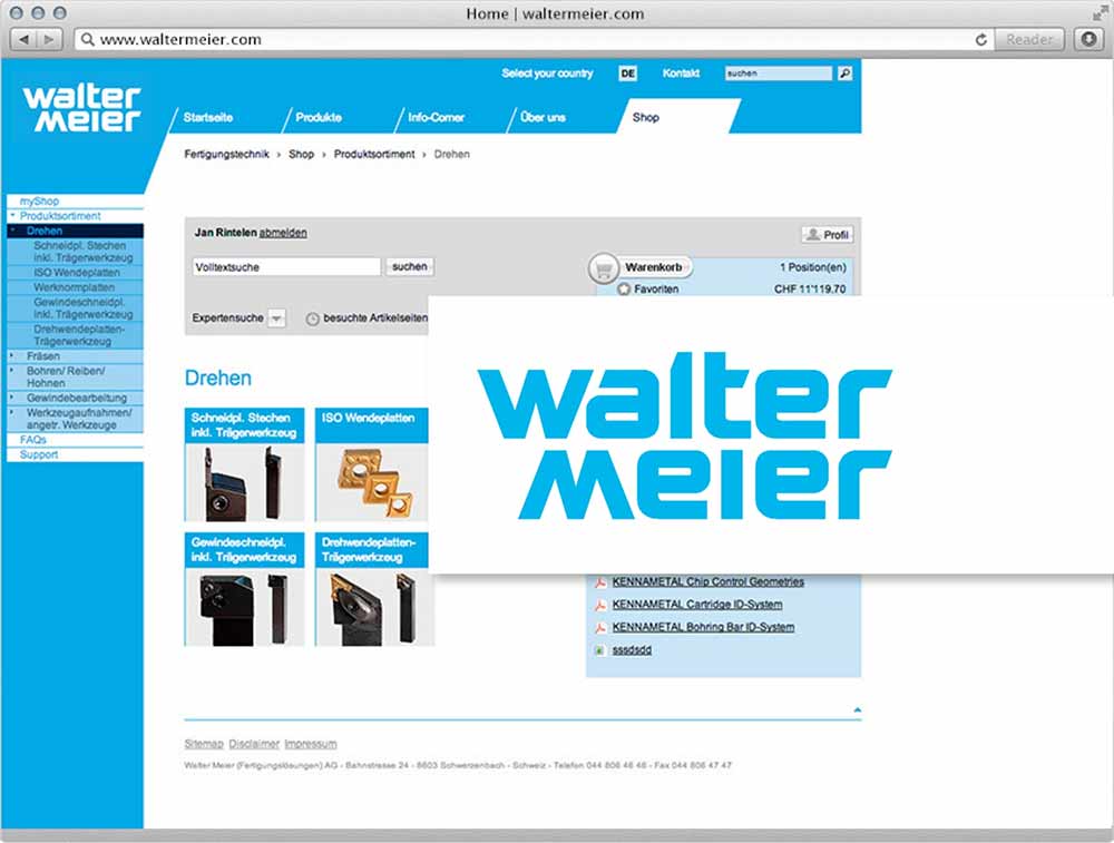 Hochindividualisierter B2B-E-Shop für Fertigungstechnik für die Walter Meier AG