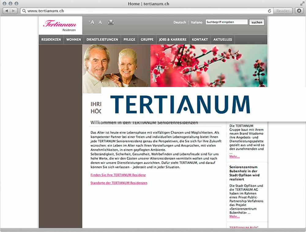 Digitaler Auftritt für Wohnen im Alter – der neue Webauftritt von Tertianum