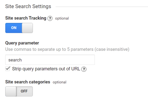 Empfohlene Analytics Site Search Einstellungen