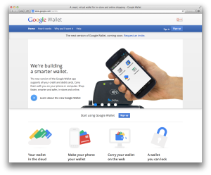 Einstiegsseite von Google zu Google Wallet