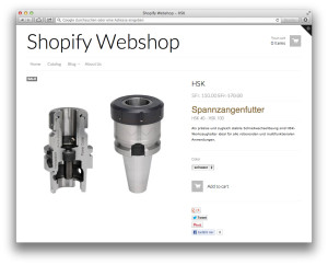 Beispiel Detailseite eines Shopify-Shops (Demo-Daten)