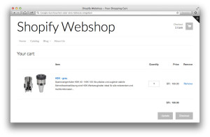 Shopify-Shop Warenkorb (Demo-Daten)