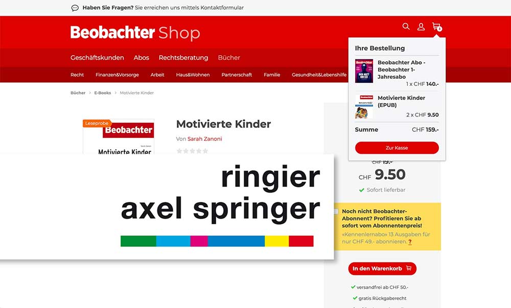 Beobachter-Shop: Flexibler Online-Kiosk für Abos, E-Books und Bücher