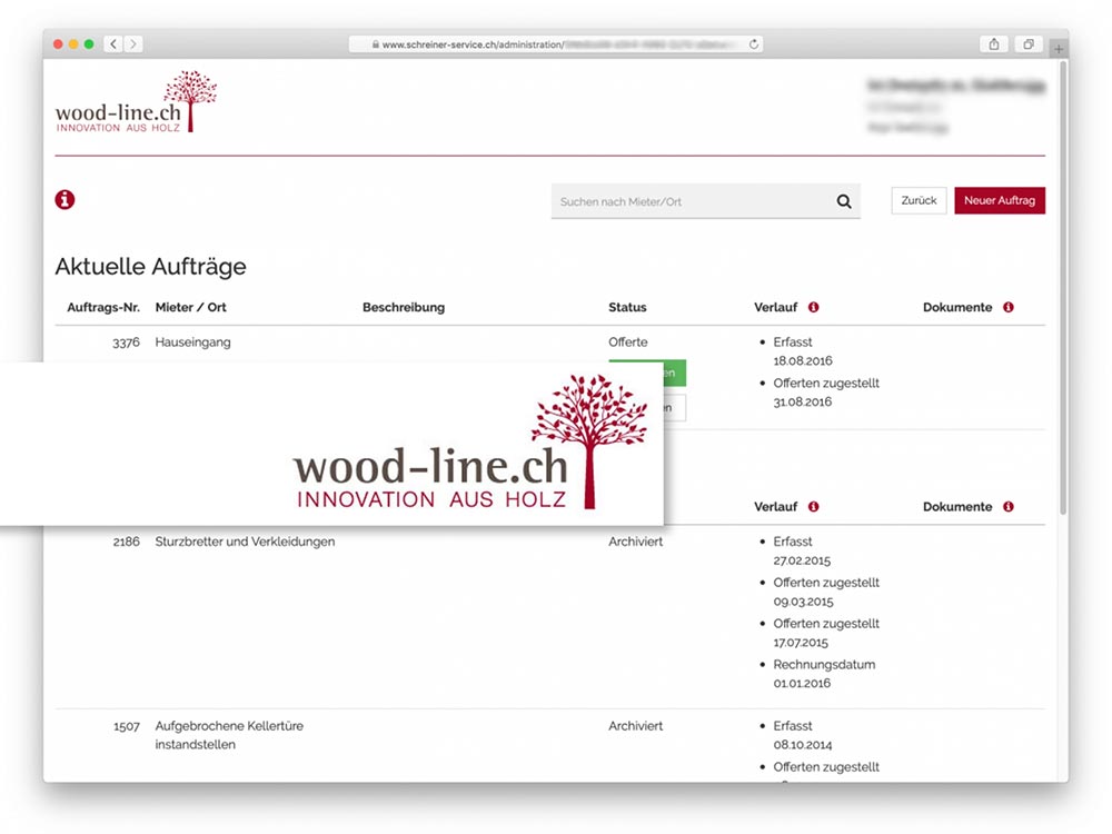 Schreiner-Service-Portal: Digitale Auftragsverwaltung für Liegenschaftsverwaltungen