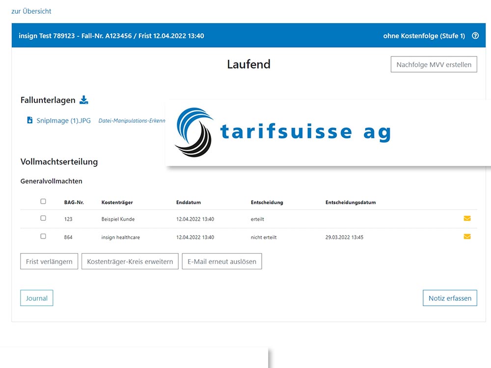 Mandats- und Vollmachtsverwaltung für tarifsuisse mit höchsten Sicherheitsansprüchen