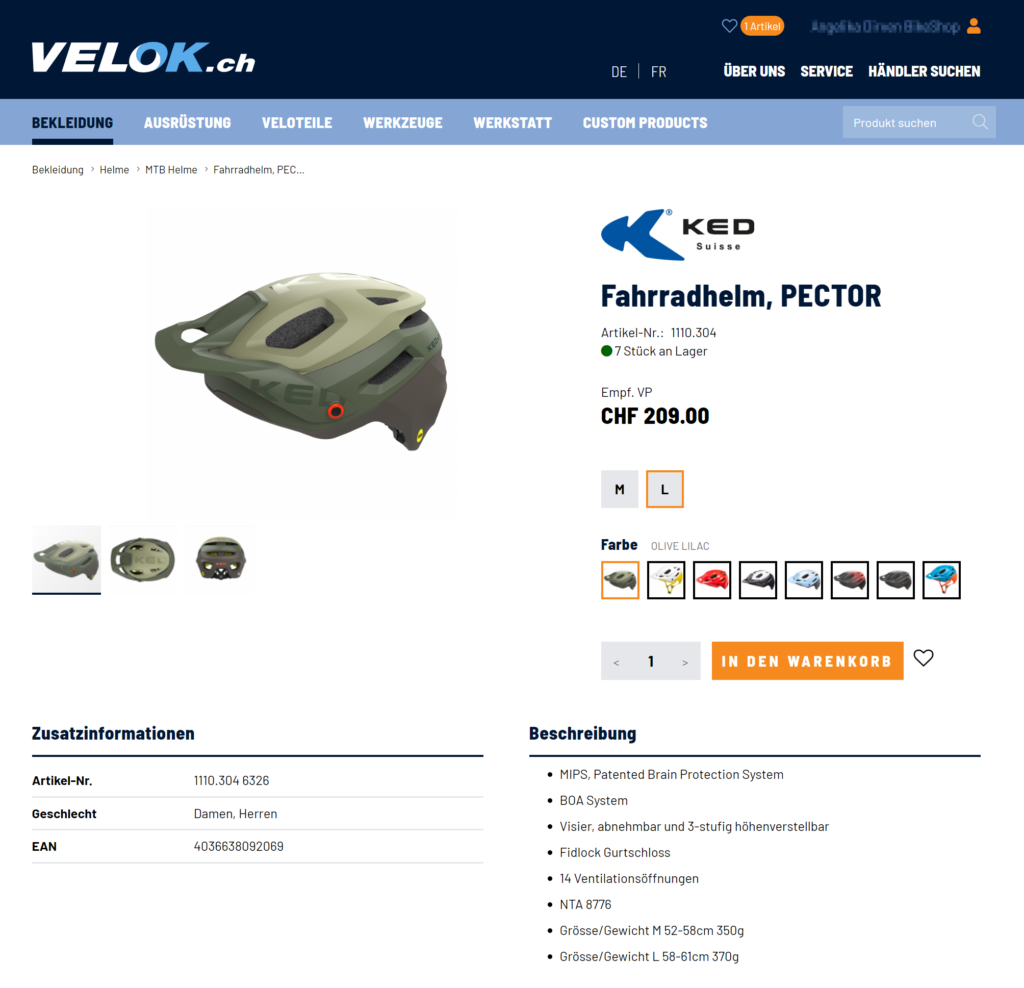 Alles fürs Velo, im neuen B2B E-Commerce-Shop von Velok