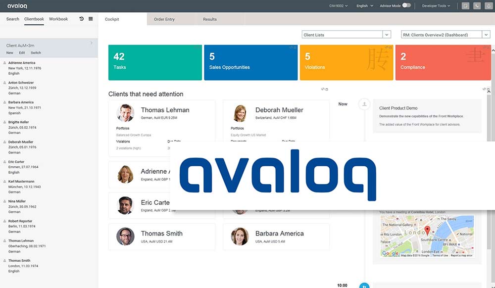 Avaloq Front Workplace: Moderne Web-Banking-Lösung fuer Beraterinnen und Berater
